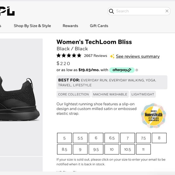 Black APL Women's TechLoom Bliss Sneakers Size 9.5 / Worn Once, Ship with Box - Picture 3 of 8